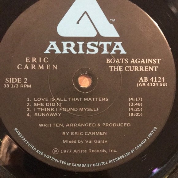3/$30 Eric Carmen “Boats Against the Current” vintage vinyl album 1977 - Picture 5 of 5